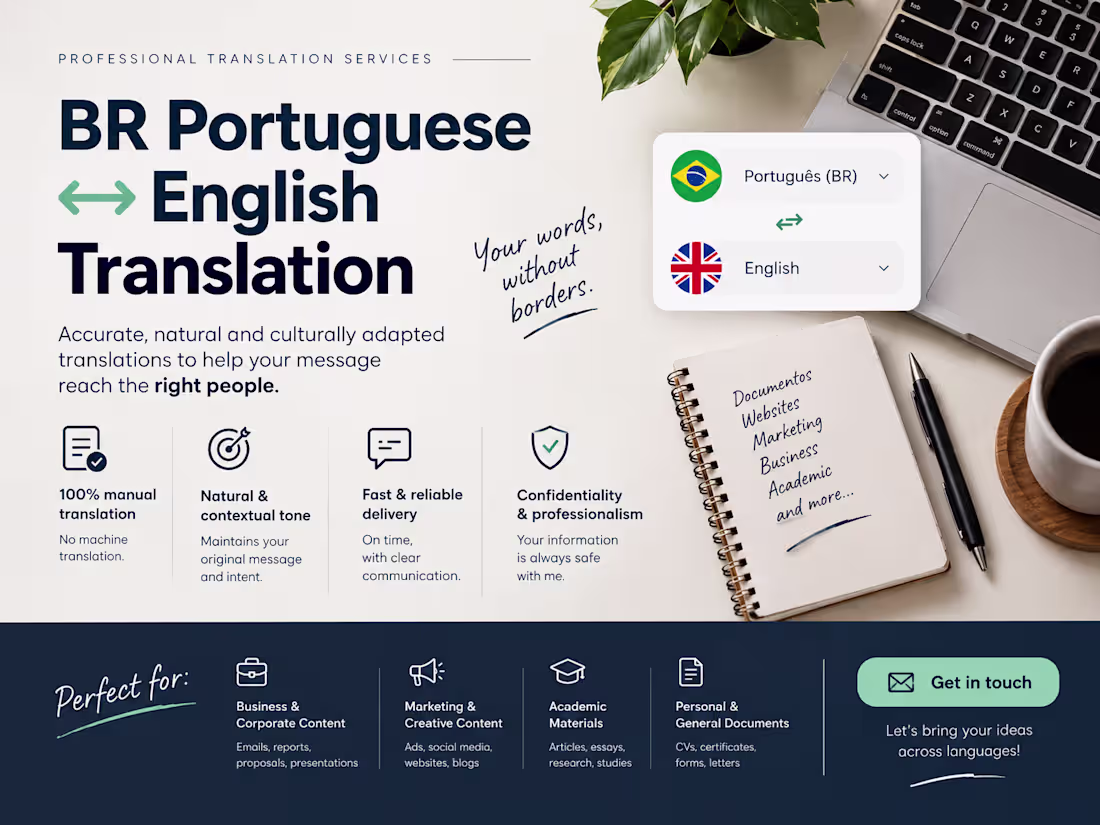 Cover image for BR Portuguese ↔ English Translation
