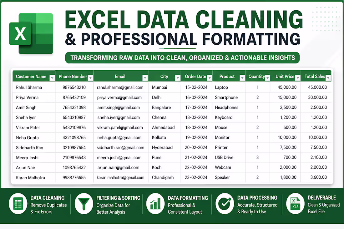 Cover image for Excel Data Cleaning & Professional Formatting