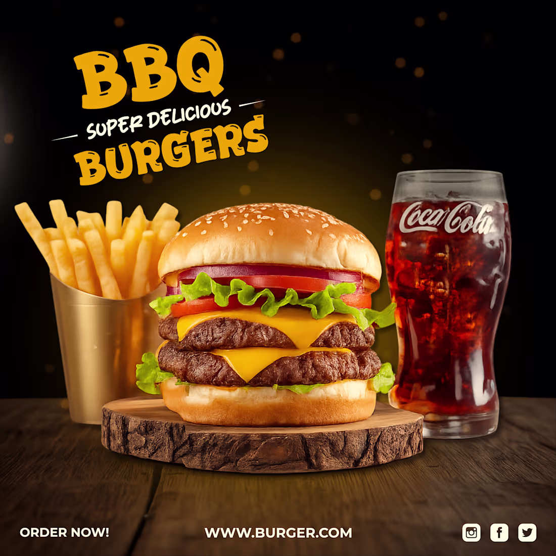 Cover image for BBQ Double Cheeseburger Ad Design