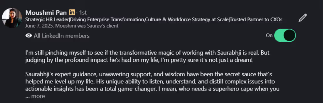 Cover image for Mindset Coaching testimonial