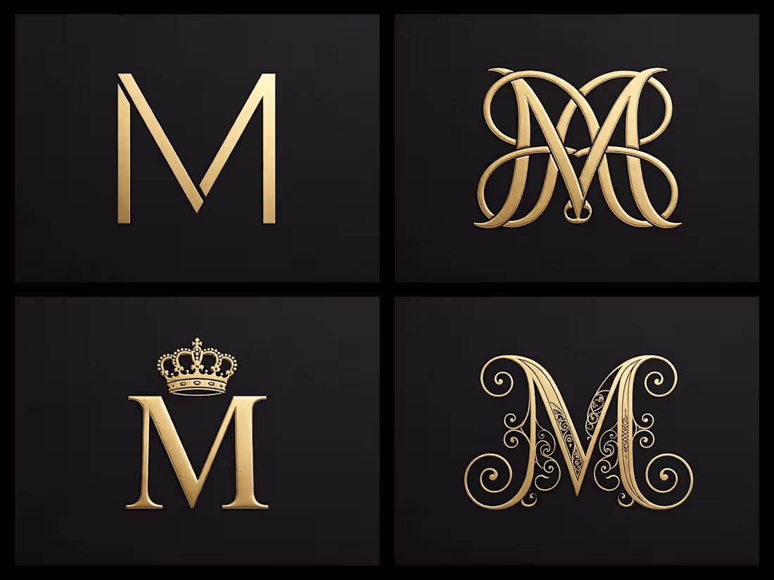 Cover image for Luxury M Monogram Logo - 4 Gold Concepts | Fashion Brand