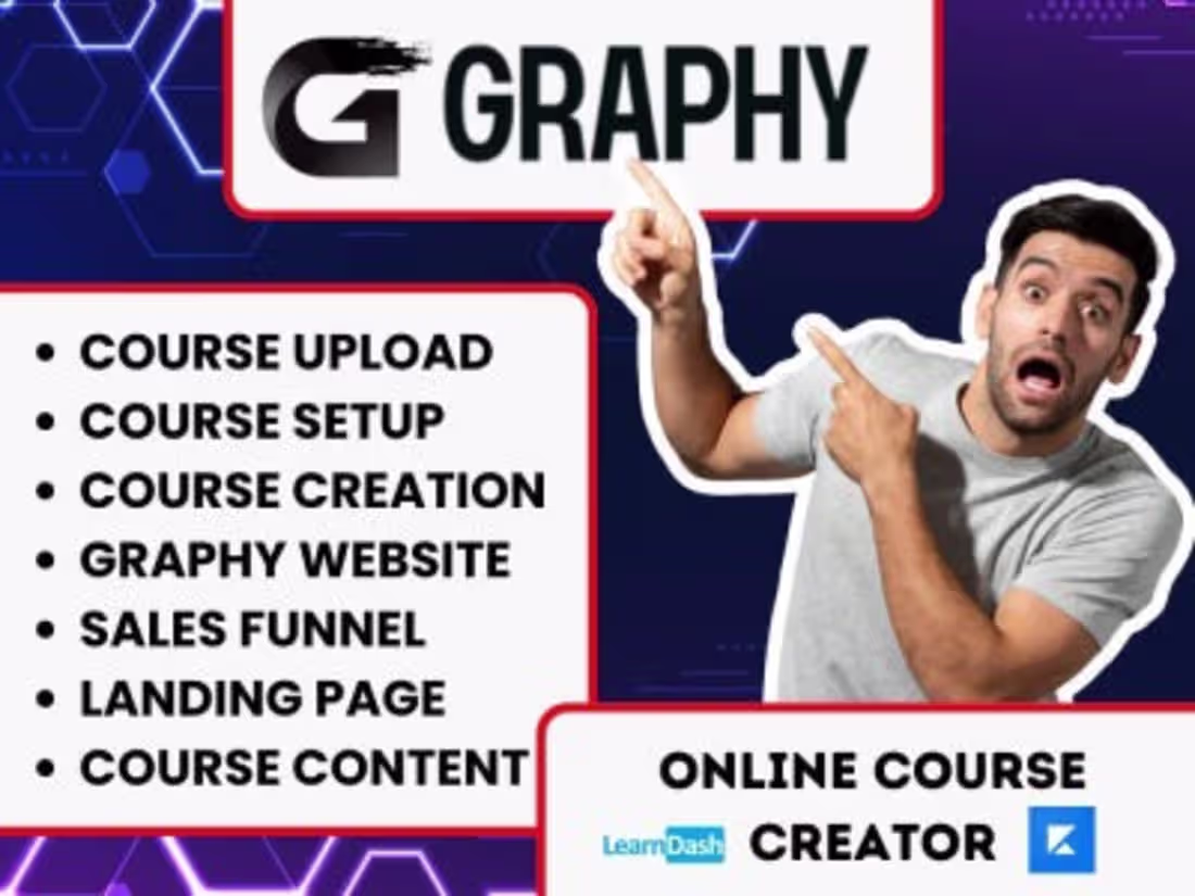 Cover image for You will get online course on Graphy, Kajabi, Thinkific, GHL