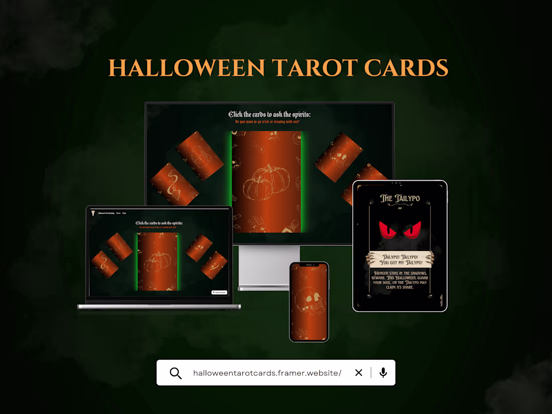 Cover image for 🎃 Spooky Tarot Reading Cards | Framer Halloween Hero Challenge 