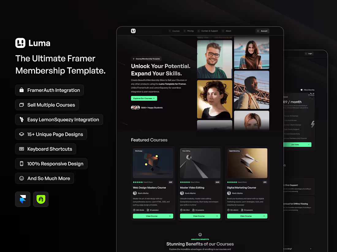 Cover image for Luma - The Ultimate Membership Template for Framer!