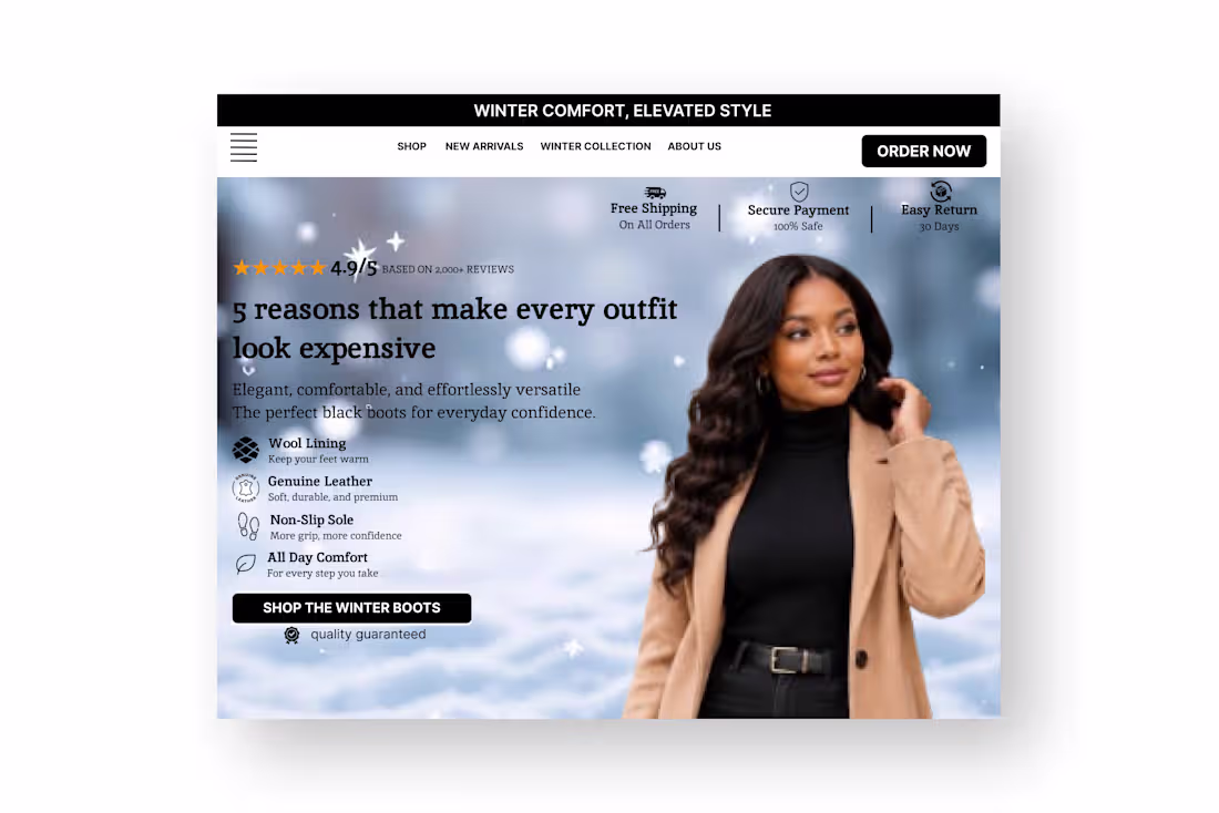 Cover image for Your New Favorite Winter Boots. Warm. Elegant. Comfortable. ...