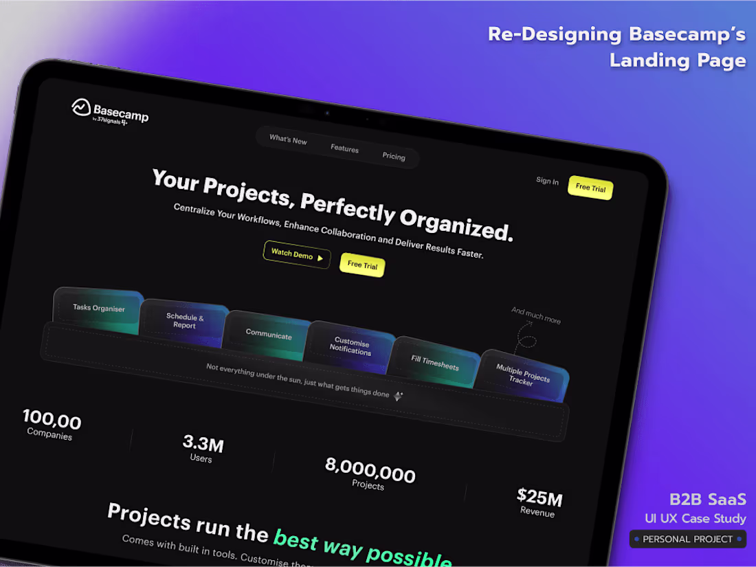 Cover image for Re-designing Basecamp’s Landing Page