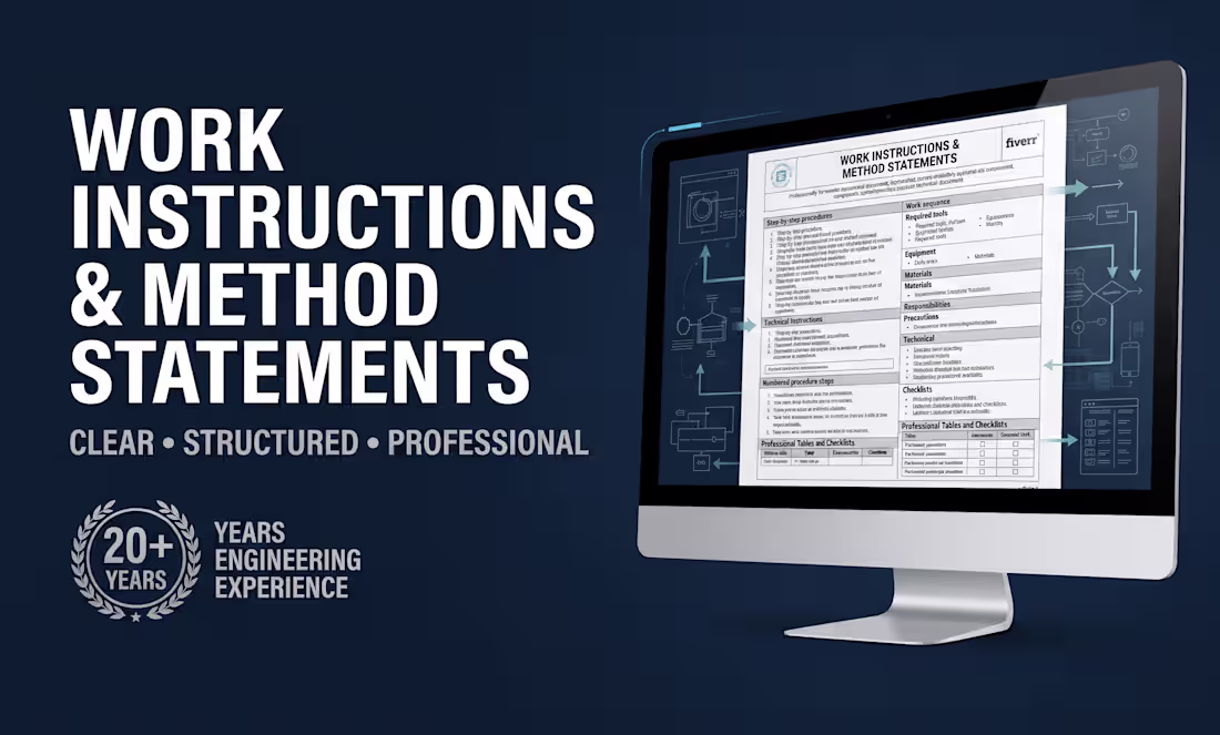 Cover image for I will write technical work instructions and method statements