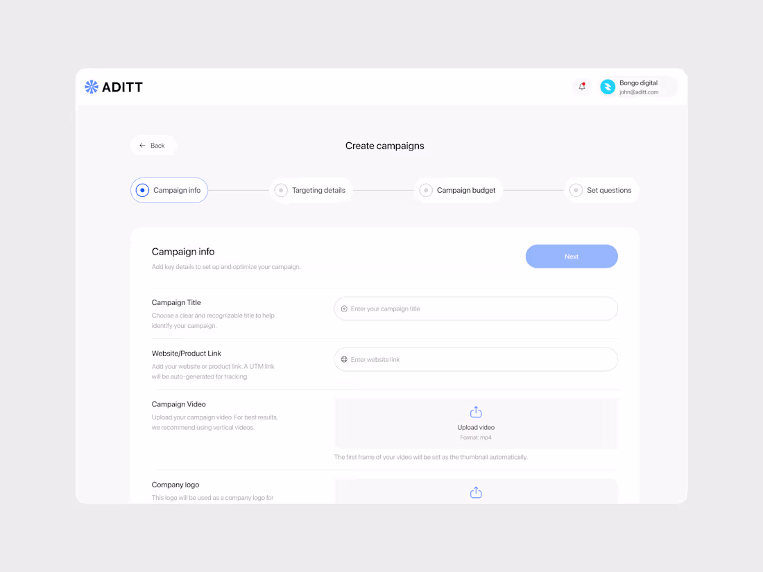 Cover image for Campaign Creation | Web App