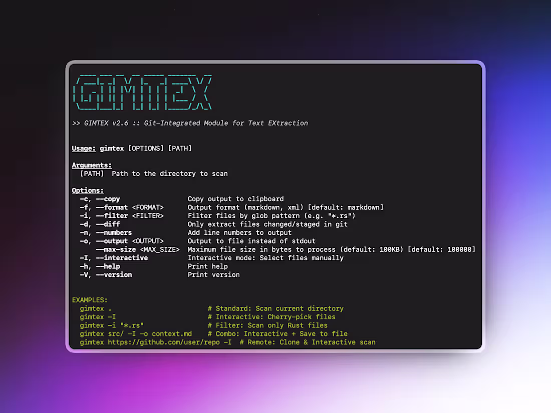 Cover image for Gimtex - High-Performance Rust CLI for LLM Context Optimization