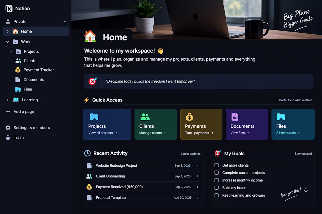 Cover image for A professionally organized Notion workspace