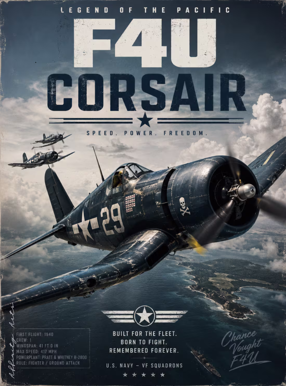 Cover image for WWII Aviation Poster Series — F4U Corsair