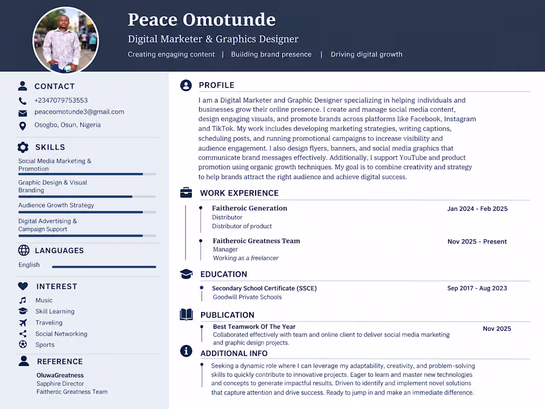 Cover image for Professional CV & Resume Design

Designed