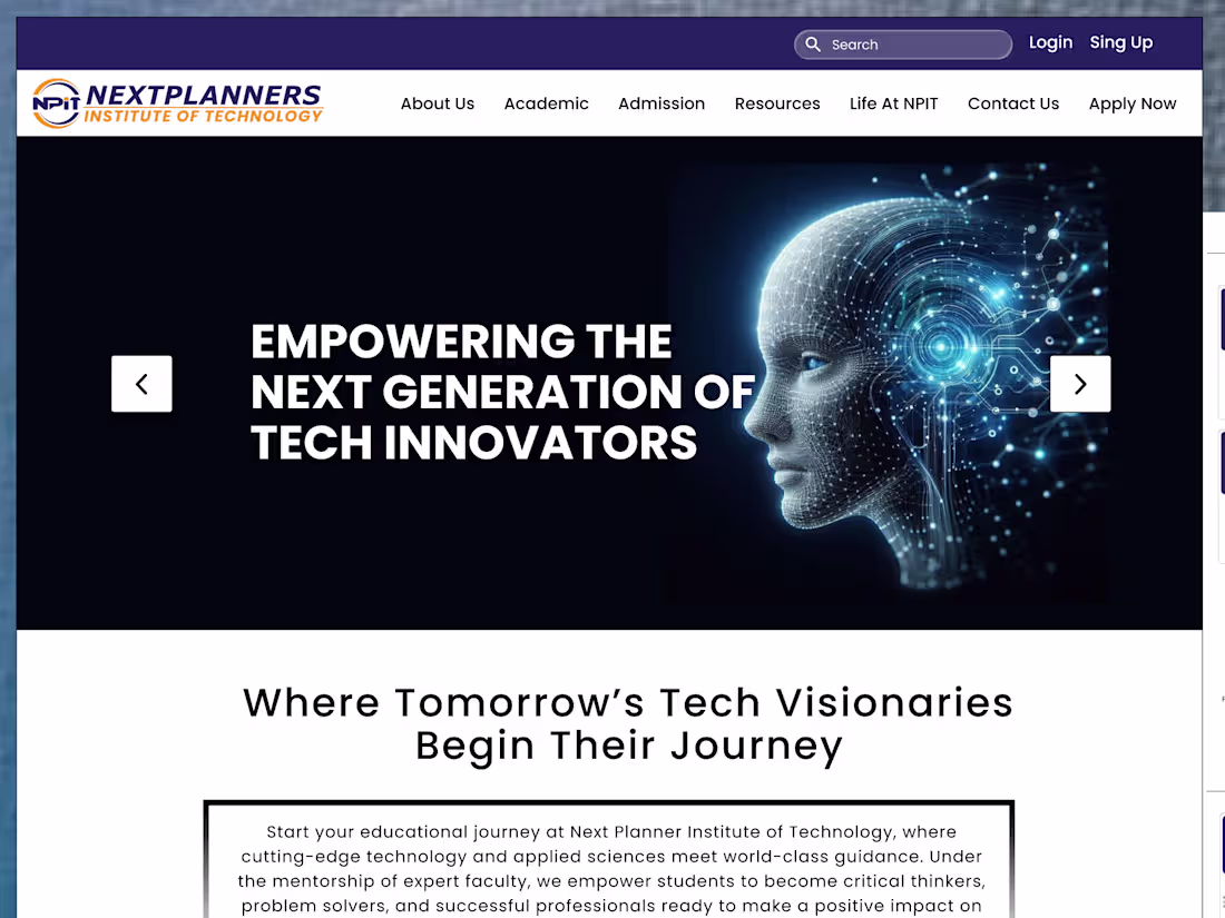Cover image for NPIFT College Website UI Design