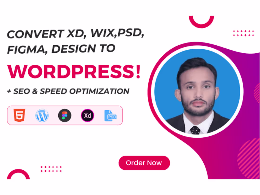 Cover image for convert PSD to wordpress, xd to wordpress, figma to wordpress 