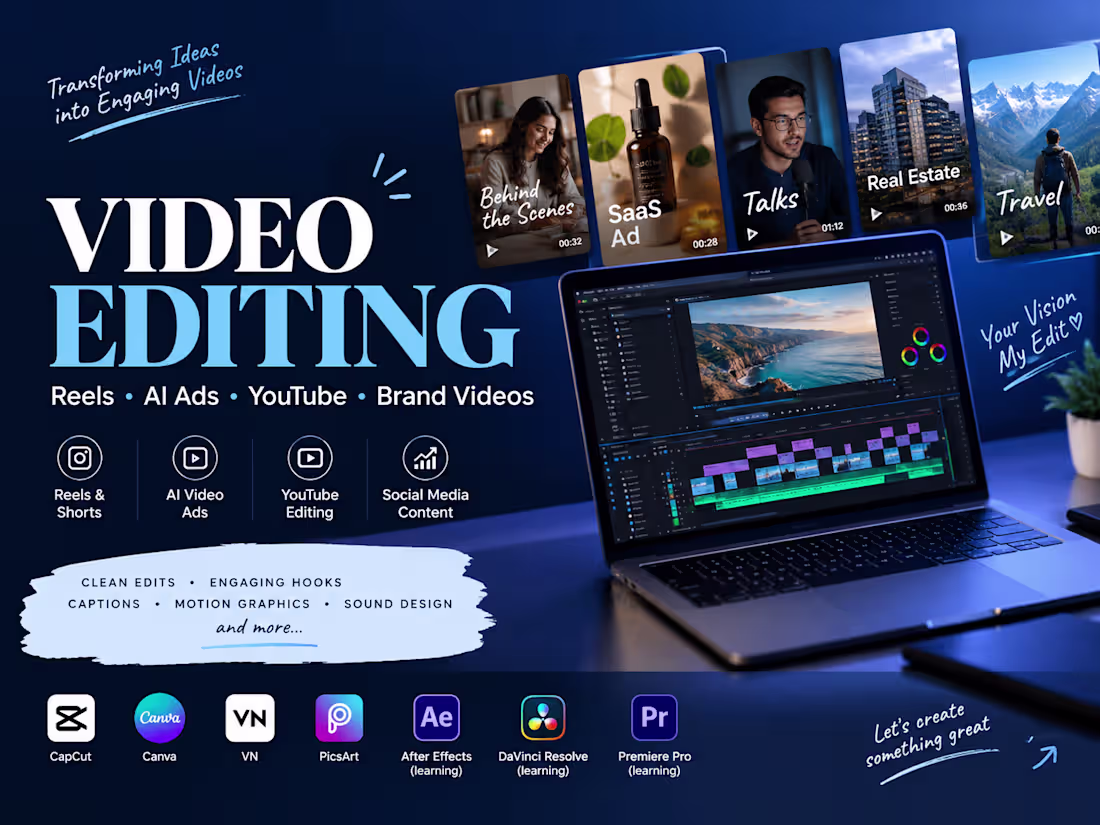 Cover image for Professional Video Editing for Reels, Ads & Social Media