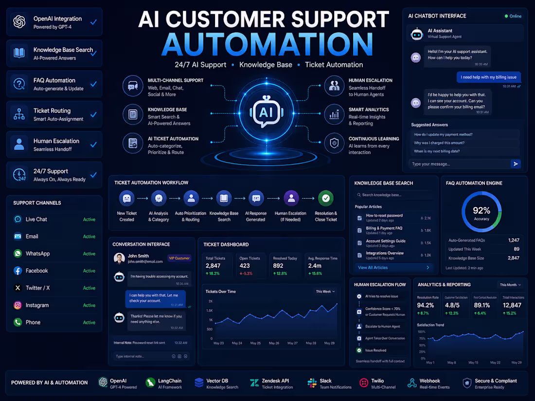 Cover image for AI Customer Support Automation Development