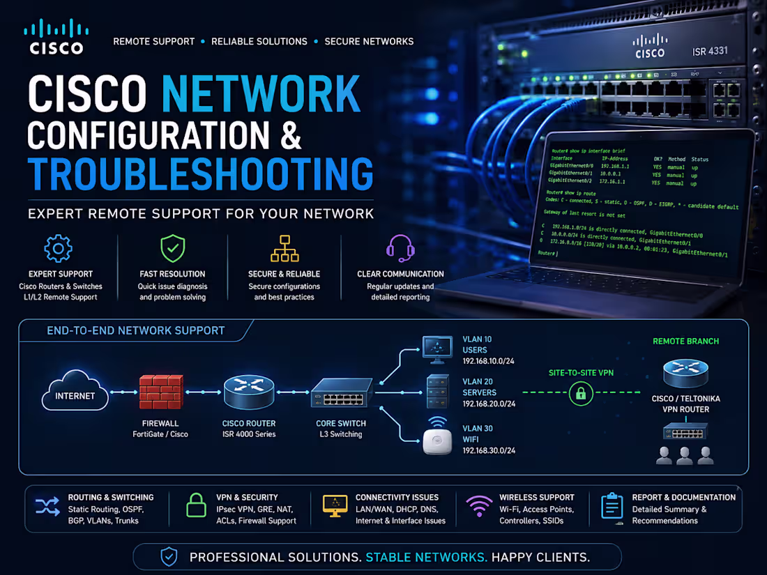 Cover image for Cisco Network Configuration & Troubleshooting