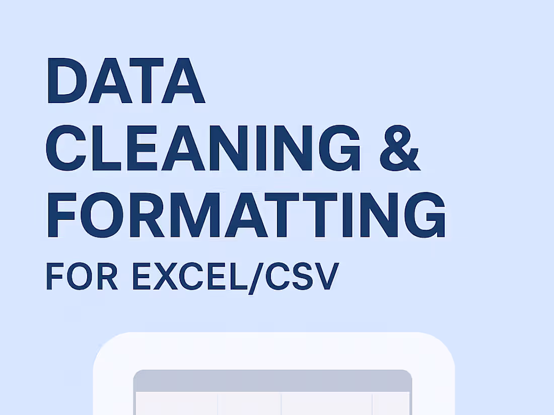 Cover image for Data Cleaning & Formatting for Excel/CSV