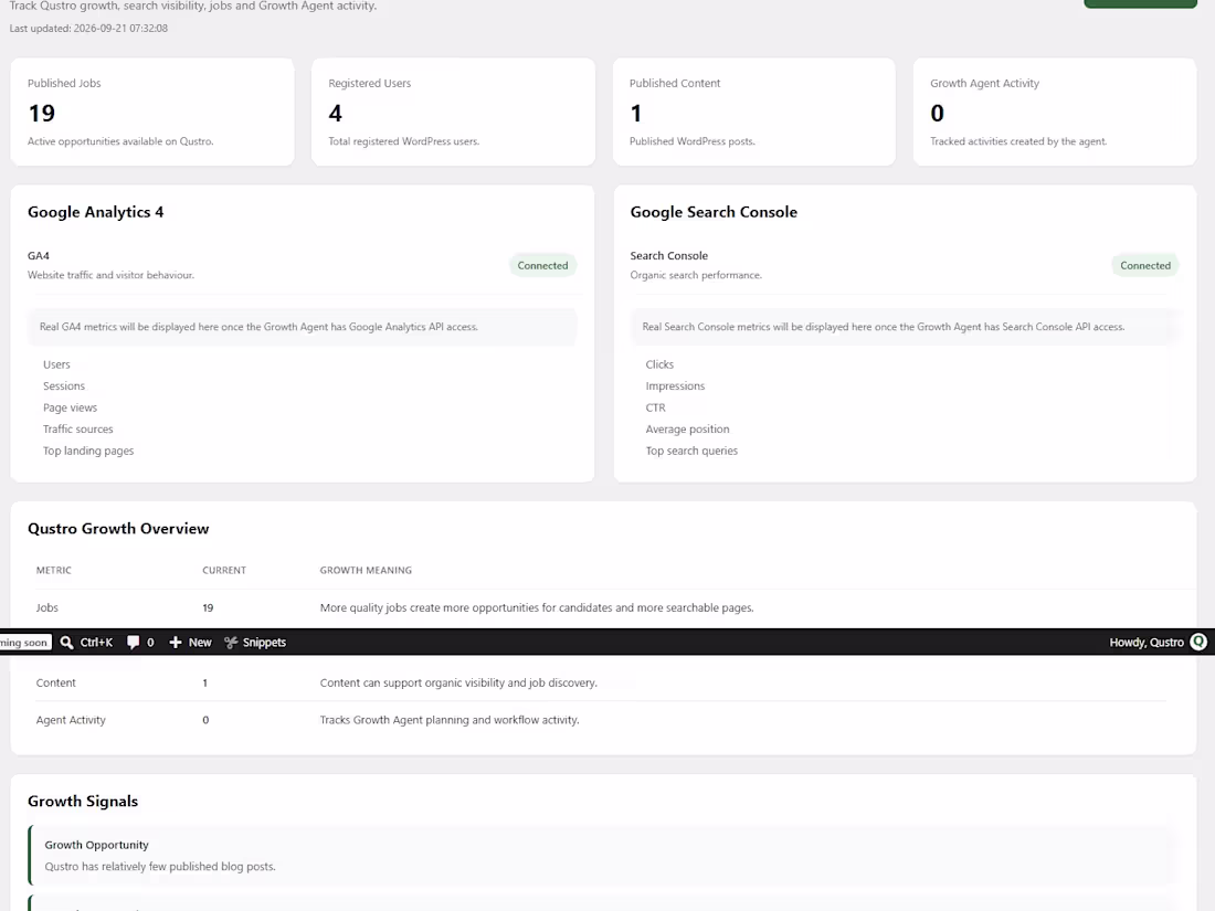 Cover image for Qustro Growth Agent is a