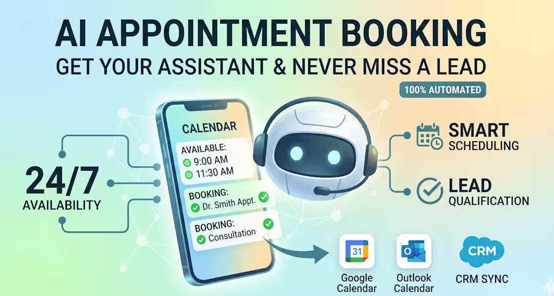 Cover image for AI appointment booking assistant to schedule clients 24/7.