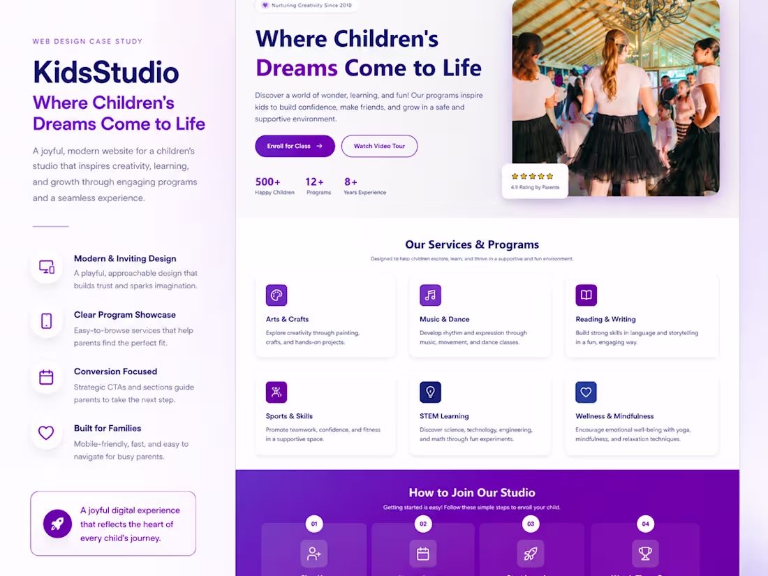 Cover image for KidsStudio — High-Fidelity Website Prototype