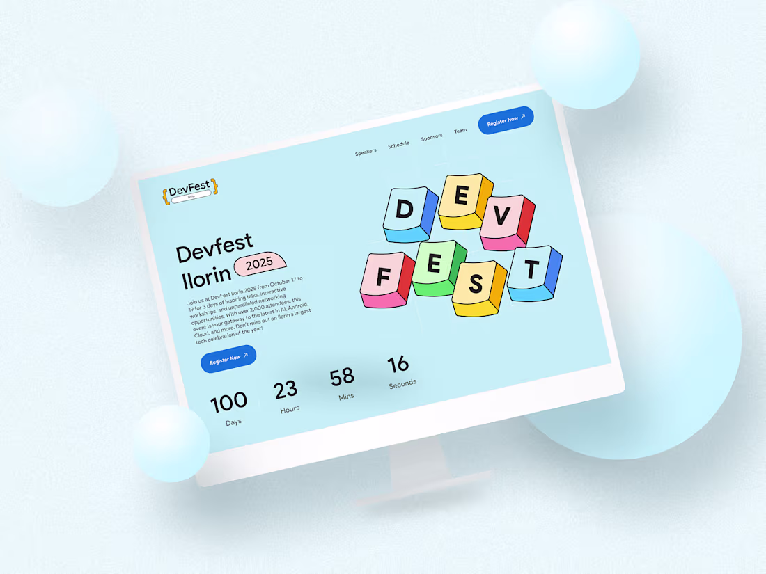 Cover image for DevFest Ilorin 2025 Event Landing Page Design