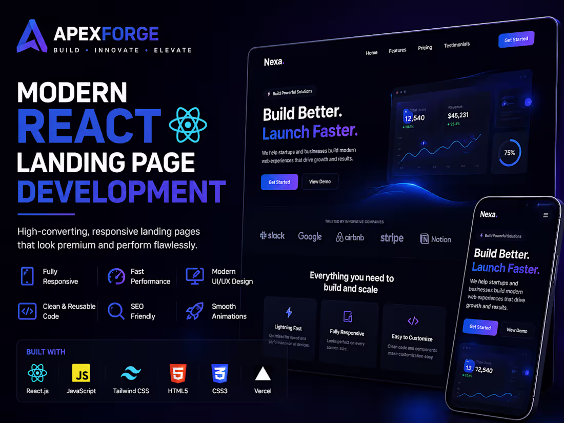 Cover image for Modern React Landing Page Development