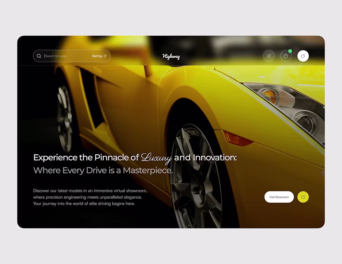 Cover image for Highway: Showroom website for cars Design exploration. :: Behan…