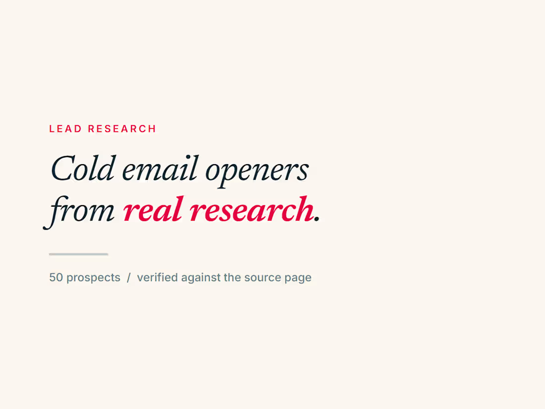 Cover image for Personalized cold email openers from real site research