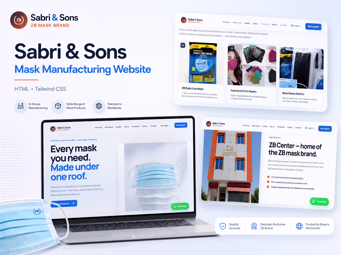 Cover image for Mask Manufacturing Website — HTML & Tailwind CSS