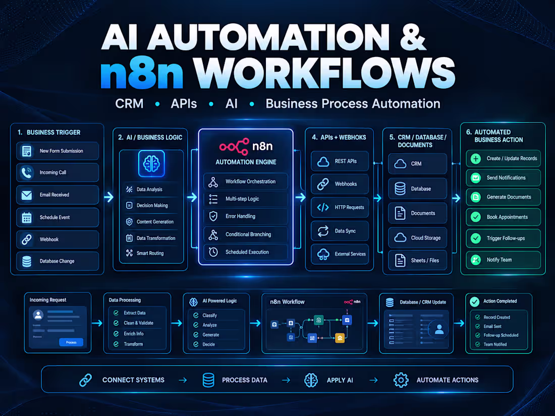 Cover image for AI Automation & n8n Workflows | CRM & API Integration
