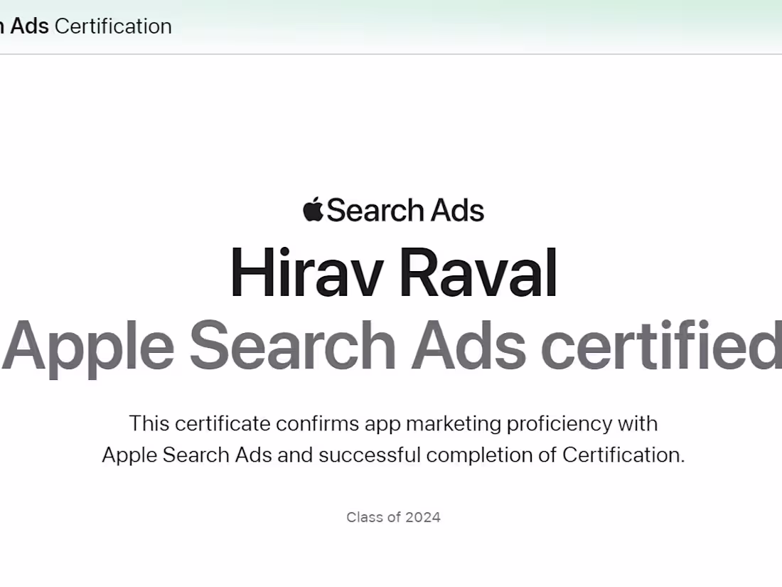 Cover image for Certified Apple Search Ads Specialist.
