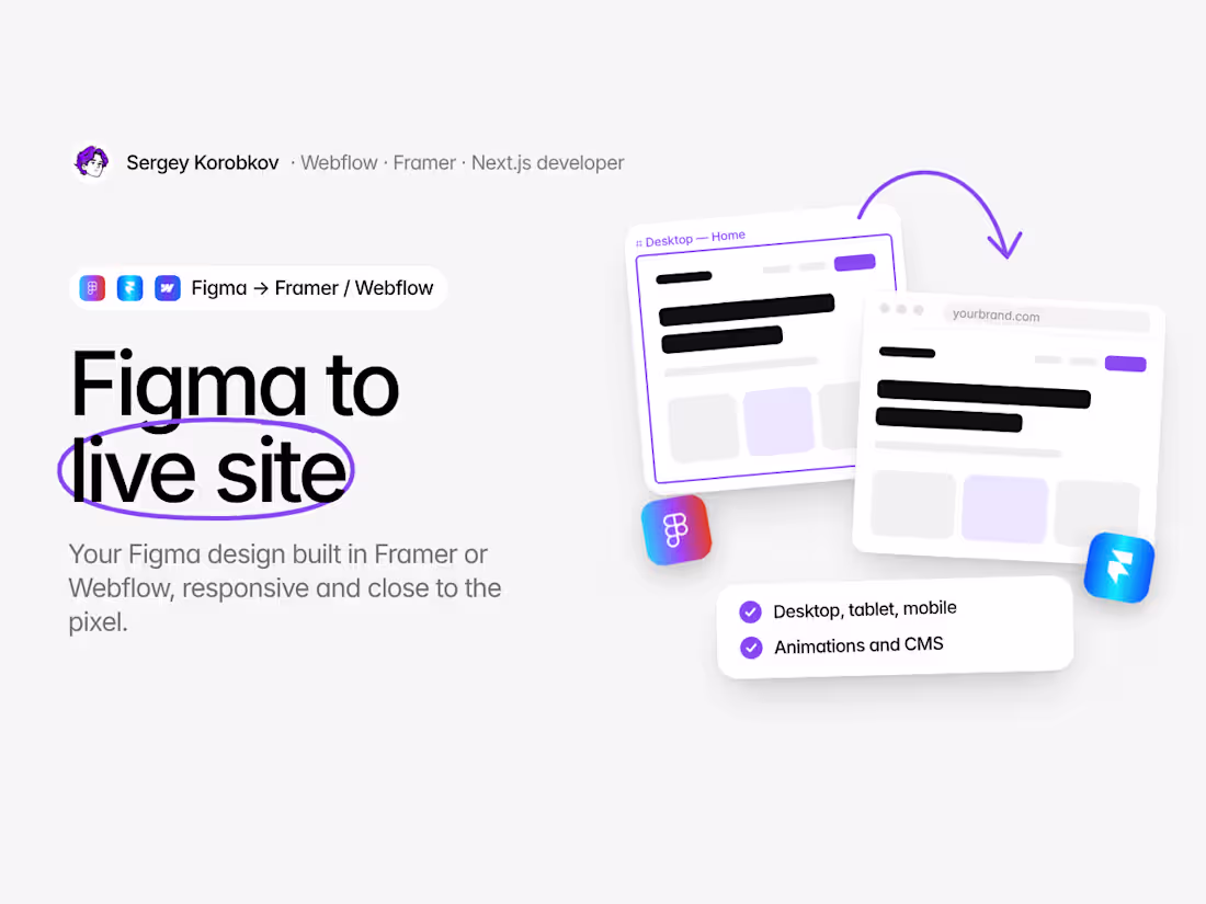 Cover image for Figma to Framer or Webflow Development
