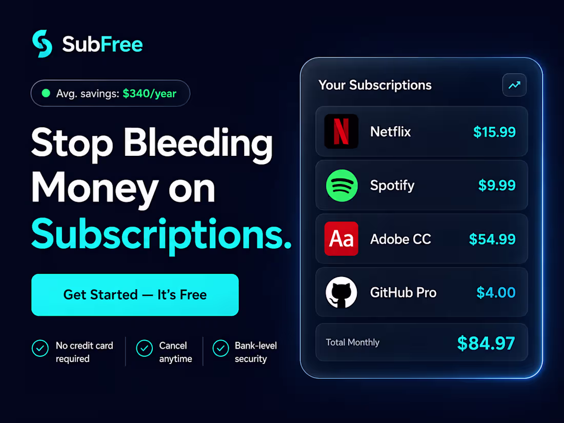 Cover image for 🚀 Just shipped SubFree using