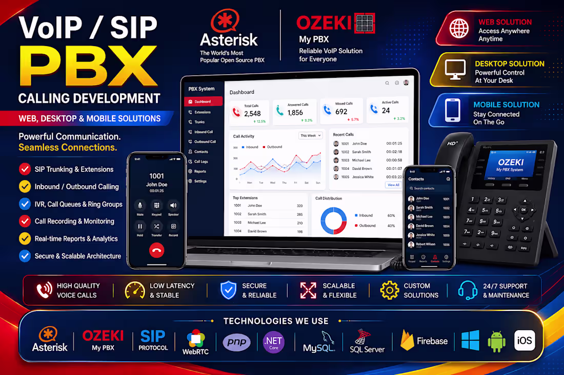 Cover image for Senior VoIP/SIP PBX SoftPhone IVR Development | Asterisk, Ozeki