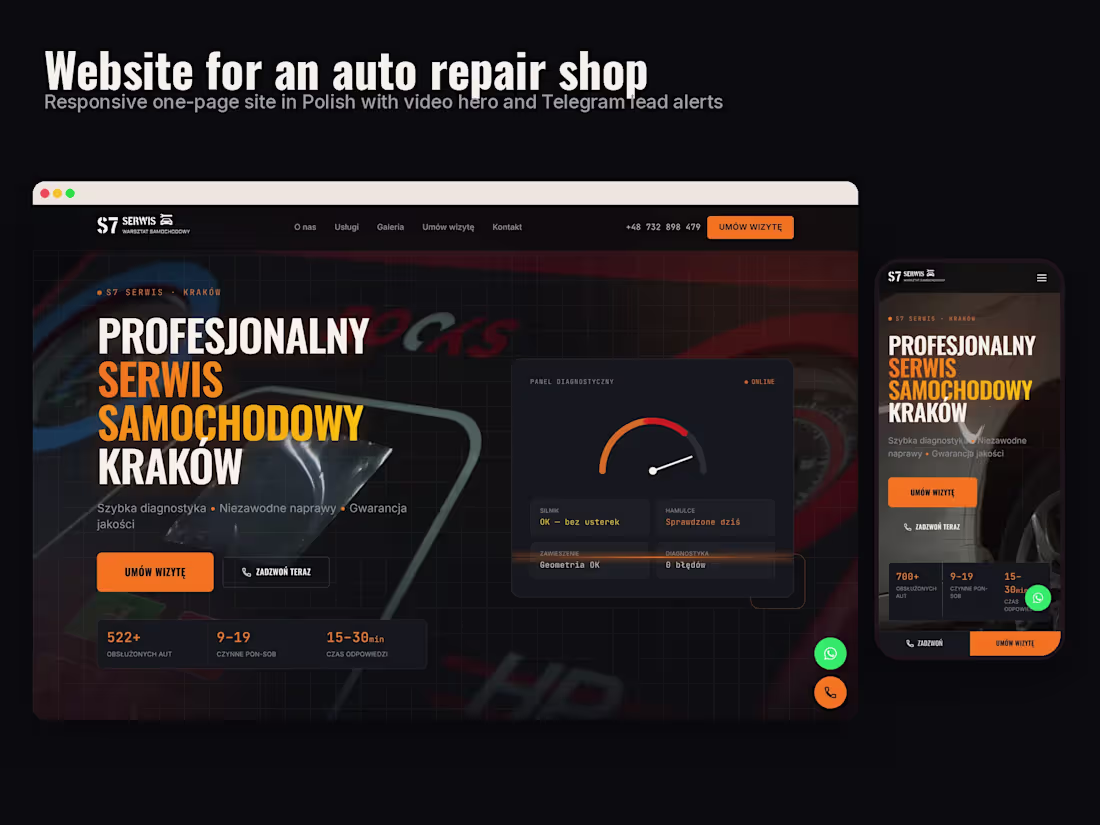 Cover image for Website for auto repair shops and garages
