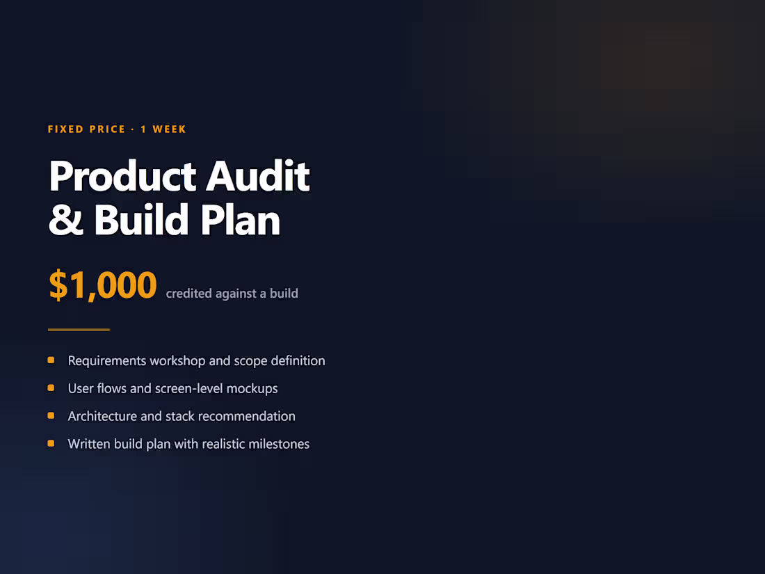 Cover image for Product Audit & Build Plan — $1,000