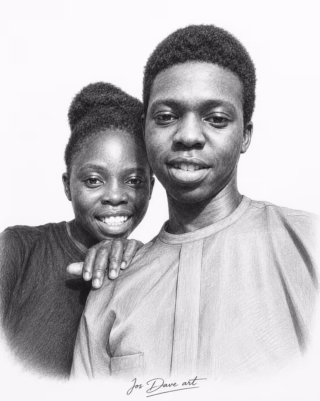 Cover image for This is hyper realistic pencil portrait of a smiling friends.