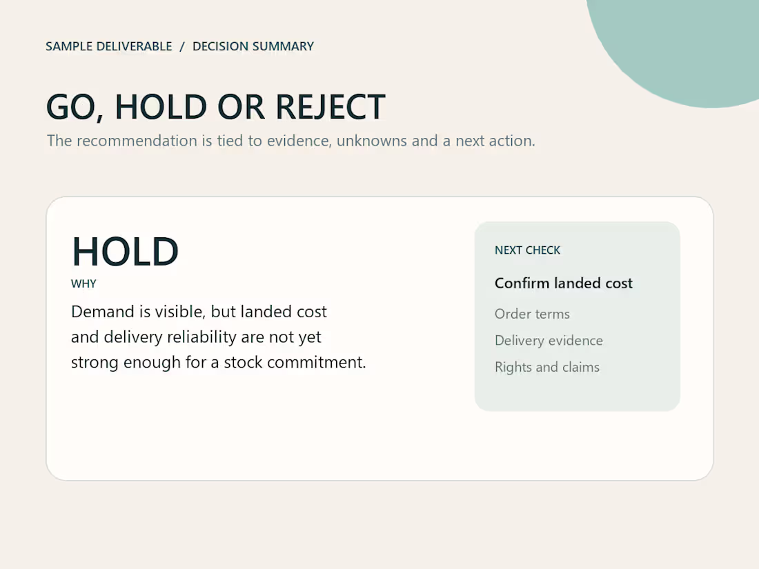 Cover image for Go, Hold or Reject Decision
