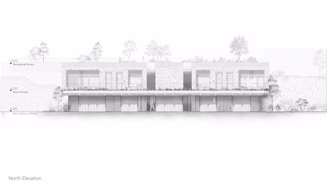 Cover image for Dormitory for students in Khertvisi. Elevation Drawing ::
