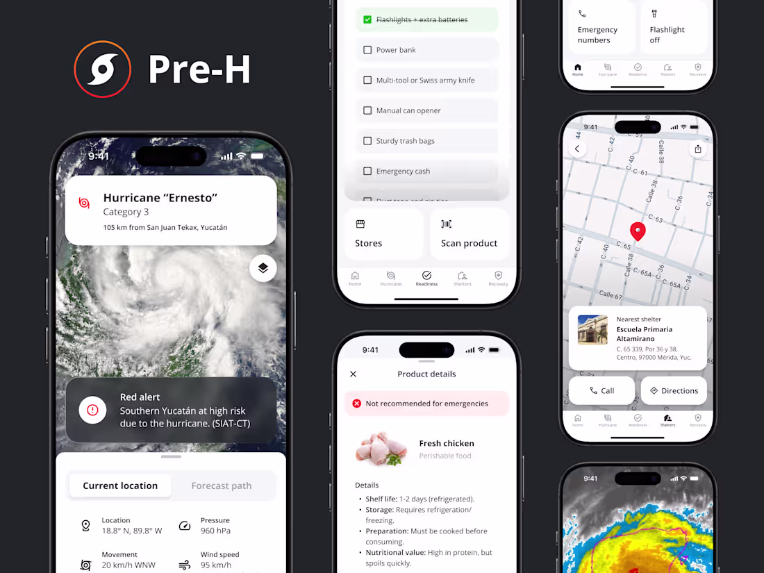 Cover image for Pre-H — Hurricane Preparedness App Concept