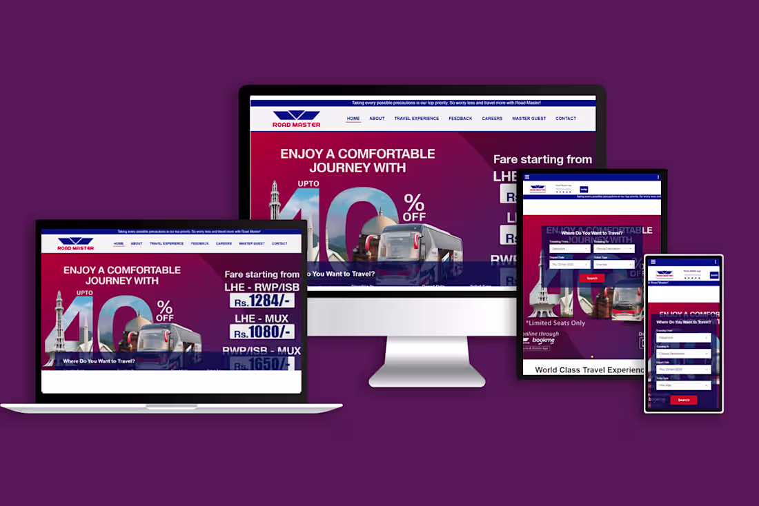 Cover image for Responsive Travel Website Redesign for Road Master The Challenge