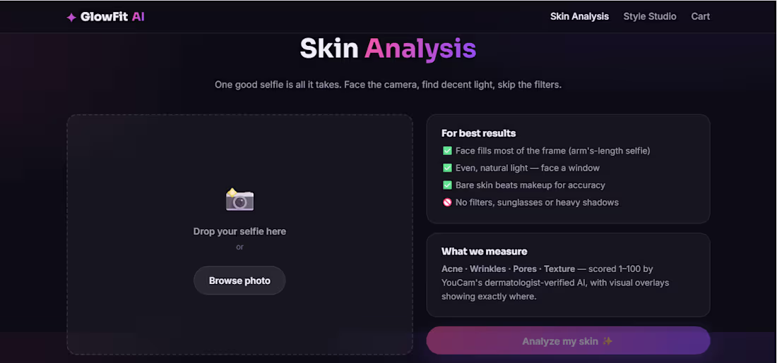 Cover image for Snap a selfie. GlowFit AI