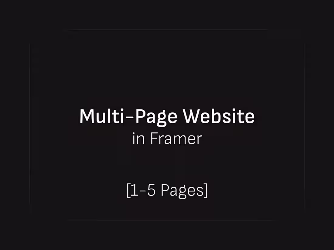 Cover image for Multi-Page Website Development In Framer [1-5 Pages]
