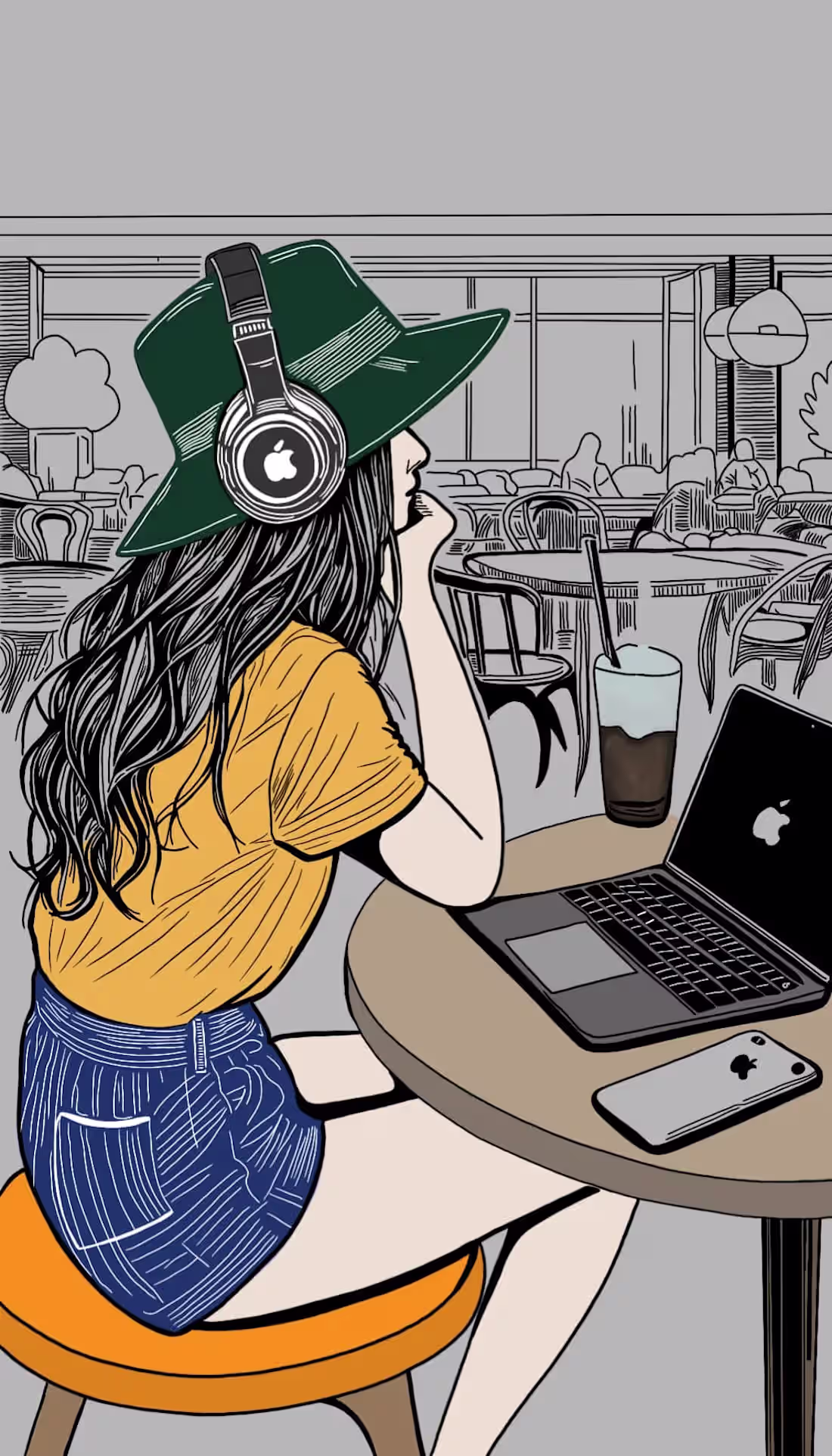 Cover image for Cafe Lifestyle Illustration with Apple Branding