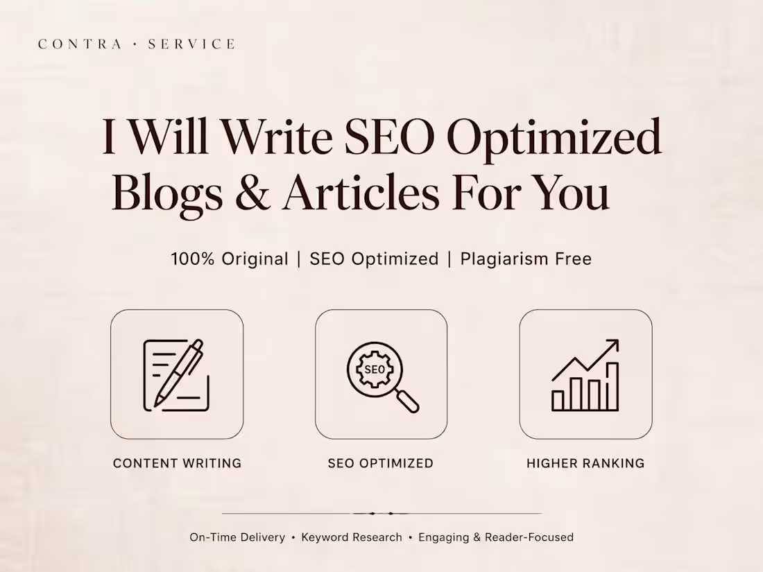 Cover image for I will write SEO optimized blog &Articles for your business 