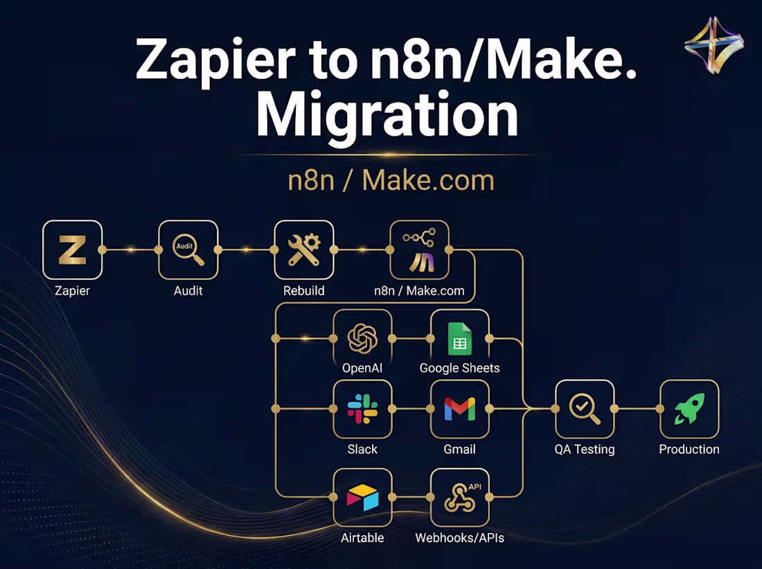 Cover image for Zapier to n8n/Make.com Migration