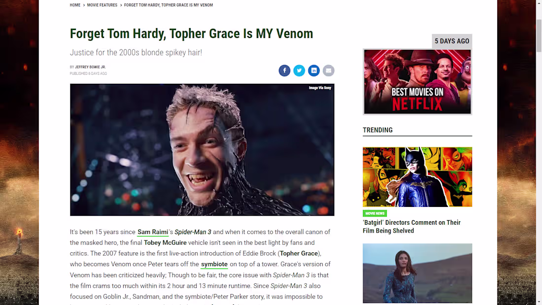 Cover image for When Topher Grace's Venom is