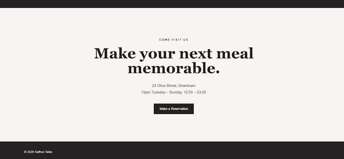 Cover image for Saffron Table — Restaurant Landing