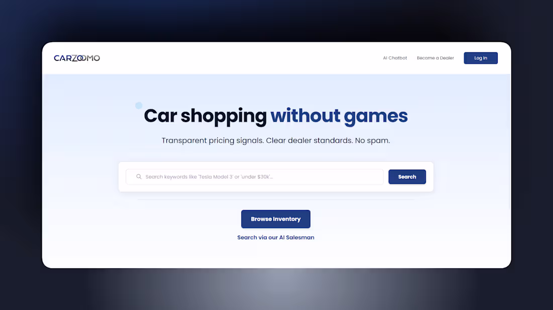 Cover image for CarZoomo | AI powered Car